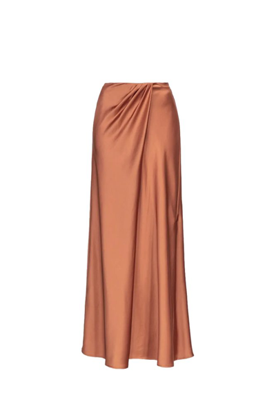 Shop Pinko Draped Straight Hem Maxi Skirt In Brown