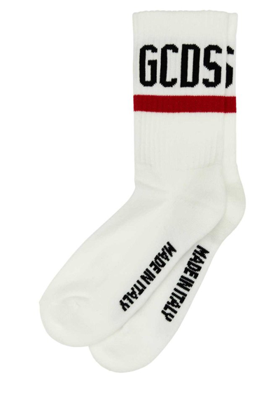 Shop Gcds Logo Intarsia Knit Socks In White