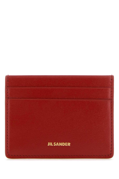 Shop Jil Sander Logo Embossed Cardholder In Red
