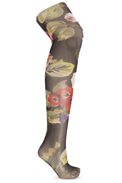 Shop Dolce & Gabbana Floral Printed Tulle Tights In Multi