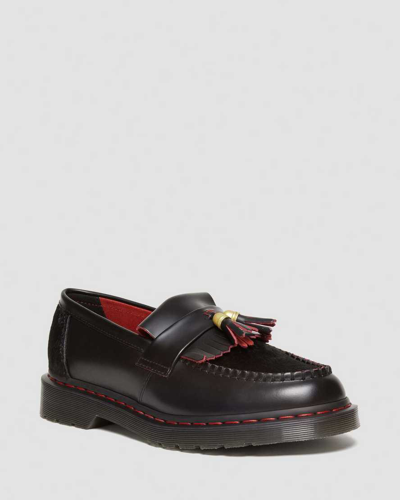 Shop Dr. Martens' Adrian Year Of The Dragon Hair-on Tassel Loafers In Schwarz/rot