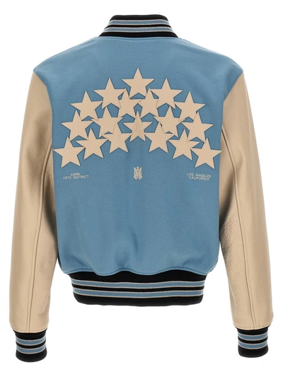 Shop Amiri 'stars Varsity' Bomber Jacket In Blue