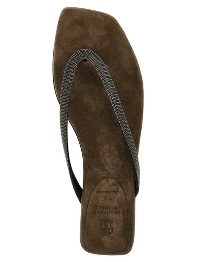 Shop Brunello Cucinelli 'monile' Thong Sandals In Black