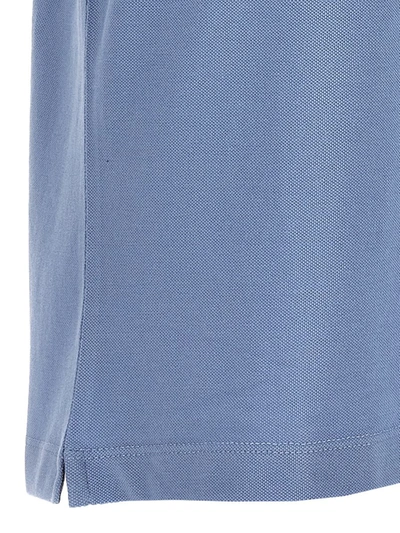 Shop Brunello Cucinelli Logo Print Polo Shirt In Blue