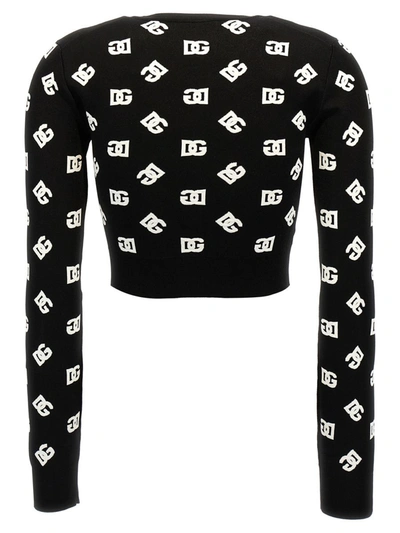 Shop Dolce & Gabbana All Over Logo Sweater In White/black