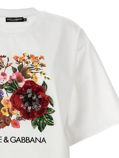 Shop Dolce & Gabbana Embroidery Print T-shirt In White