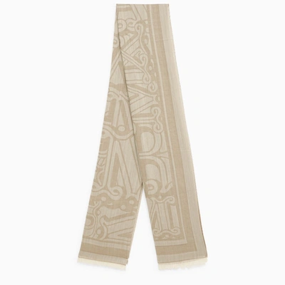 Shop Max Mara Dove-coloured Scarf In Wool And Silk Blend In Beige