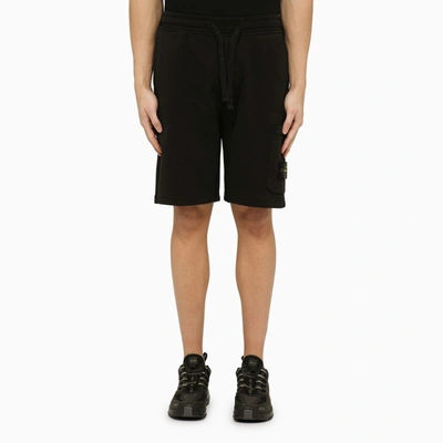 Shop Stone Island Black Cotton Bermuda Shorts