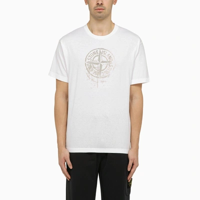 Shop Stone Island White T-shirt With Logo Print