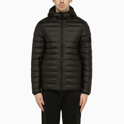 Shop Stone Island Lightweight Hooded Down Jacket In Black