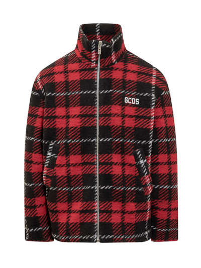 Shop Gcds Checked High Neck Bomber Jacket In Multi