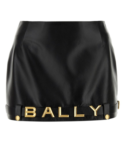 Shop Bally Logo Plaque Straight Hem Mini Skirt In Black