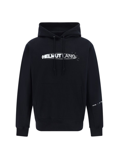 Shop Helmut Lang Logo Printed Drawstring Hoodie In Black