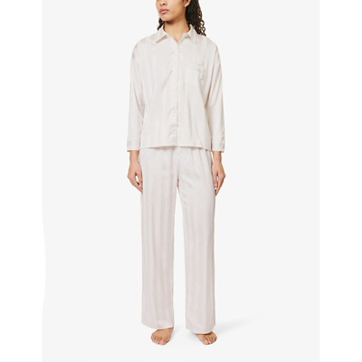Shop Lounge Underwear Women's Pearl Striped Relaxed-fit Stretch-recycled Polyester Pyjama Trousers