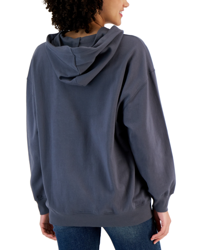 Shop Rebellious One Juniors' Hooded Rose Long-sleeve Sweatshirt In Turbulence