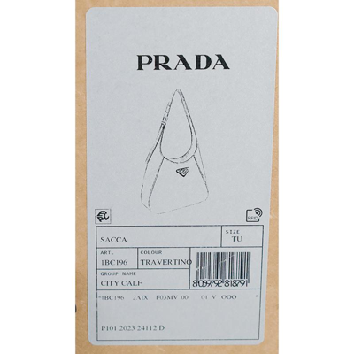 【3期免息】PRADA普拉达新款女包Logo牛皮革单肩包腋下包 1BC196-2AIX