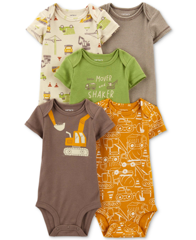 Shop Carter's Baby Boys 5-pk. Printed Short-sleeve Bodysuits In Multi