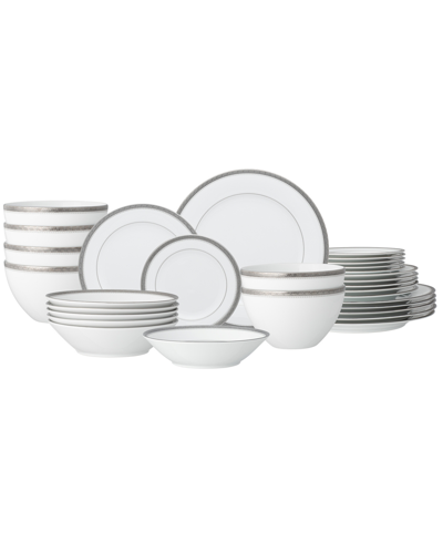 Shop Noritake Charlotta Platinum 30-piece Dinnerware Set, Service For 6 In White