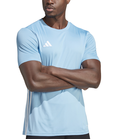Shop Adidas Originals Men's Tabela 23 Slim-fit Performance T-shirt In Light Blue,white