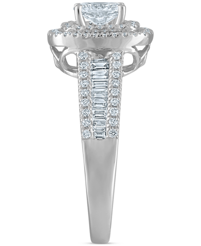 Macy's Diamond Oval Double Halo Engagement Ring (1 Ct. T.w.) In 14k White Gold In White Gold