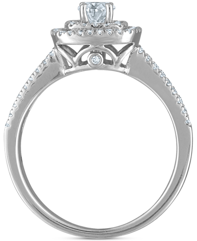 Macy's Diamond Oval Double Halo Engagement Ring (1 Ct. T.w.) In 14k White Gold In White Gold