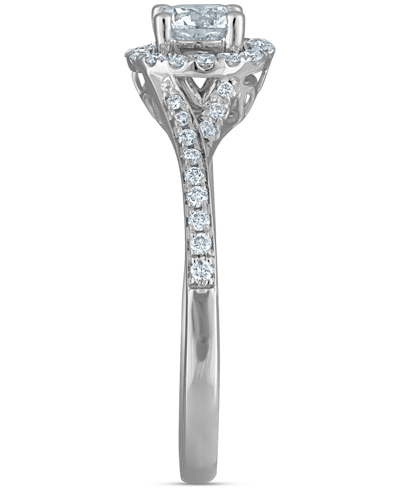 Macy's Diamond Halo Swirl Engagement Ring (3/4 Ct. T.w.) In 14k White Gold In White Gold