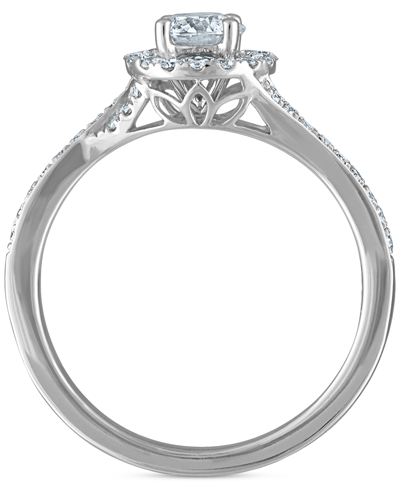 Macy's Diamond Halo Swirl Engagement Ring (3/4 Ct. T.w.) In 14k White Gold In White Gold