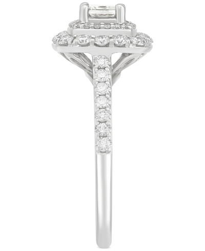 Macy's Diamond Princess Double Halo Engagement Ring (1 Ct. T.w.) In 14k White Gold In White Gold