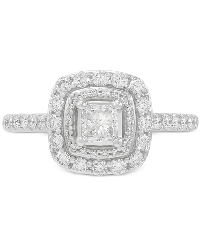 Macy's Diamond Princess Double Halo Engagement Ring (1 Ct. T.w.) In 14k White Gold In White Gold