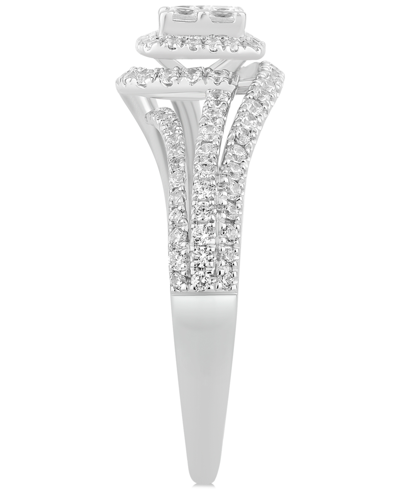 Macy's Diamond Quad Halo Cluster Swirl Engagement Ring (3/4 Ct. T.w.) In 14k White Gold In White Gold