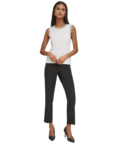 Shop Karl Lagerfeld Women's Knit Tank Top In Soft White,black
