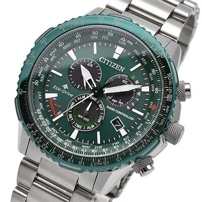 Pre-owned Citizen Promaster Sky Cb5004-59w Eco Drive Radio Controlled Direct Flight Green
