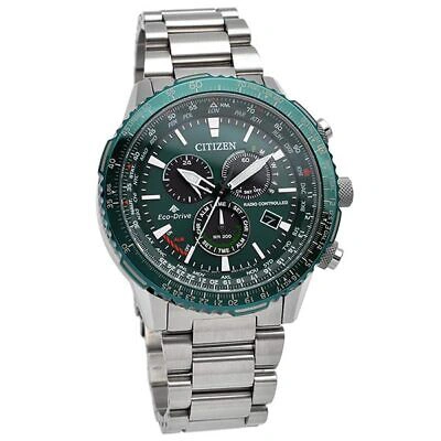 Pre-owned Citizen Promaster Sky Cb5004-59w Eco Drive Radio Controlled Direct Flight Green