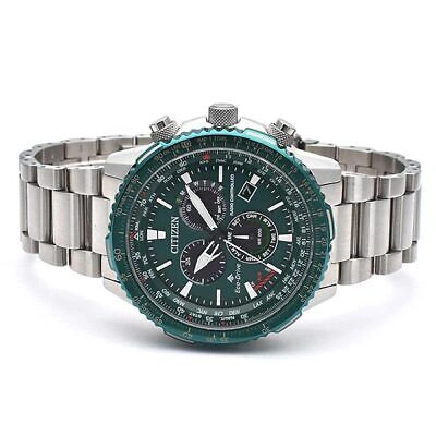 Pre-owned Citizen Promaster Sky Cb5004-59w Eco Drive Radio Controlled Direct Flight Green