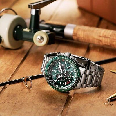 Pre-owned Citizen Promaster Sky Cb5004-59w Eco Drive Radio Controlled Direct Flight Green