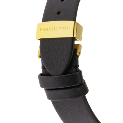 Pre-owned Hamilton H24422751 Ventura Gold Quartz Leather