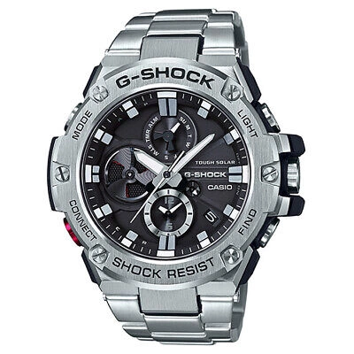 Pre-owned Casio G-shock G-steel Gst-b100d-1ajf Black Bluetooth Solar Men Watch In Box