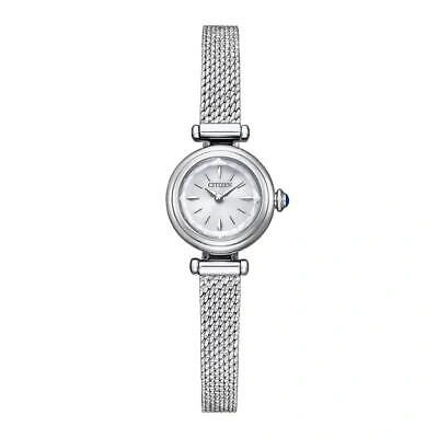 Pre-owned Citizen Eg7080-53a Silver Key Eco-drive Round Mesh Kii Women's Watch In Box
