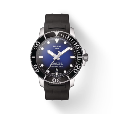 Pre-owned Tissot Seastar 1000 Powermatic 80 Blue Dial 43mm Watch T120.407.17.041.00