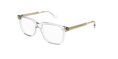 Pre-owned Gucci Gg0737o 017 Transparent Crystal Rectangular Men's Eyeglasses In Clear
