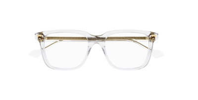 Pre-owned Gucci Gg0737o 017 Transparent Crystal Rectangular Men's Eyeglasses In Clear