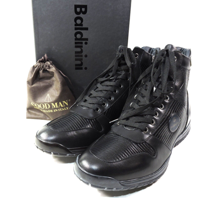 Pre-owned Baldinini ?? Men's Black Soft Leather Winter Sport Bootie