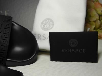 Pre-owned Versace Men's Black Medusa Rubber Pool Slide Sandal Size 8us / 41eur$375nib