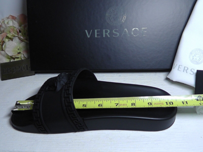 Pre-owned Versace Men's Black Medusa Rubber Pool Slide Sandal Size 8us / 41eur$375nib