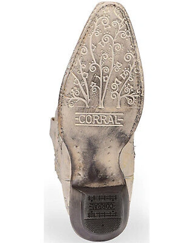 Pre-owned Corral Boots Corral Women's Glitter Inlay And Crystals Wedding Boot - Snip Toe White 6 1/2 W