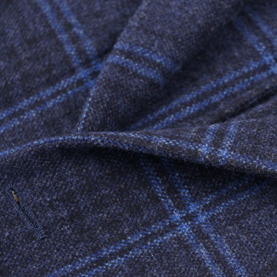 Pre-owned Finamore Napoli Deconstructed Unlined Wool-cashmere Sport Coat 44r (eu 54) In Blue