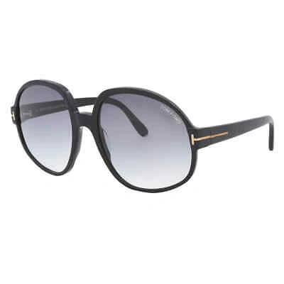 Pre-owned Tom Ford Claude Smoke Dark Grey Gradient Oversized Ladies Sunglasses Ft0991 01b In Gray