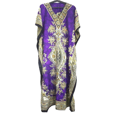 Pre-owned Handmade Long Kaftan Wholesale Lot One Size Maxi Dress Beach Caftan Poncho Night Dress In Multicolor