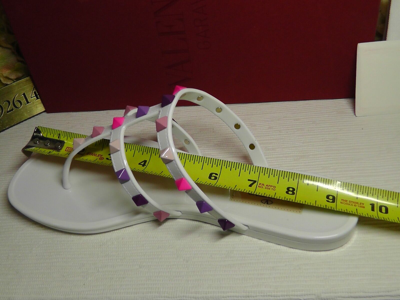 Pre-owned Valentino Garavani Bianco Multicolor Rockstud Jelly Flip Flop Size 8 Usnib$550