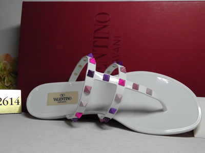Pre-owned Valentino Garavani Bianco Multicolor Rockstud Jelly Flip Flop Size 8 Usnib$550
